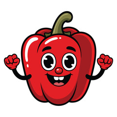 Illustration of red capsicum isolated on white background vector design perfect for vegetable food ingredient culinary or healthy cooking themed artwork