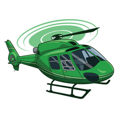 Isolated helicopter in green color illustration perfect for aviation transport rescue military or aircraft themed design and creative vector artwork