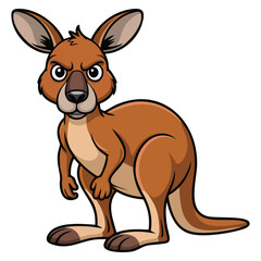 Isolated kangaroo with serious face vector illustration perfect for wildlife character expression nature educational or creative themed artwork
