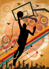 basketball player on abstract grunge background