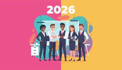 Professional team ready for 2026 goals Success strategy and teamwork concept