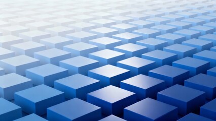 A gradient of blue cubes arranged in a grid pattern, transitioning from light to dark, creating a sense of depth and perspective.