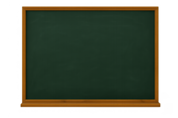 Empty chalkboard with wooden frame providing space for writing messages and educational content, transparent background