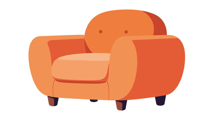 A charming and simple cartoon illustration of a cozy orange armchair, perfect for adding a touch of warmth and comfort to any digital design or interior decor concept.