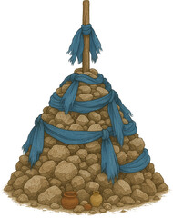 Ovoo Cairn with Khadag Scarves