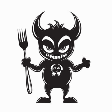 Demon Character Representing Gluttony Vector Art on white background