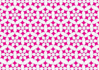 Seamless Pink and White Geometric Floral Pattern Background