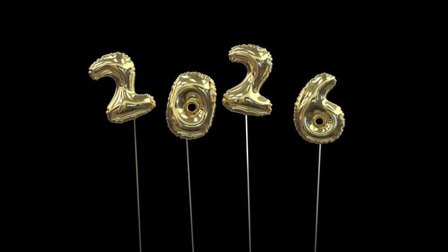 colorful new years balloon animation rising 2026 f