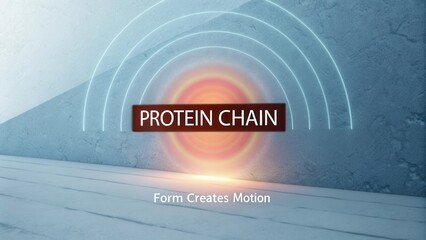 Abstract representation of protein chain concept with motion and form in a vibrant digital design background