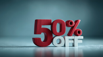 Red and White 50% OFF Typography for Shopping Promo