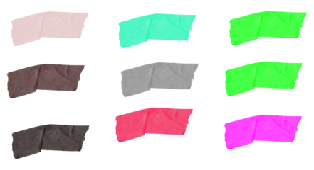 Collection of Colored Masking Tape Squares in a Grid Pattern on White