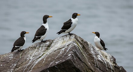 Spectacled Cormorants on a Rocky Outcrop in Alaska.