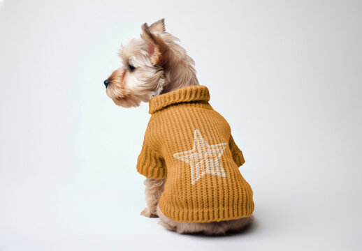 Dog Wearing Star Sweater Mockup Psd