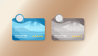 Testimonial, review, feedback template. Quote layout vector illustration use multicolor blue and brown colors. Creative rating products or services for business trust with photo space.