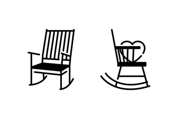 collection of Rocking Chair with heart shape icon. Doodle Hand Drawn or Outline Icon style isolated on white background.