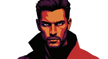 Stylish portrait of a confident man with serious expression art.