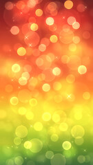 赤と緑のグラデーションのきらきら背景　玉ボケ　光　秋色