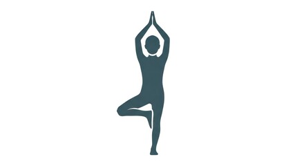 Yoga silhouette illustration of a person in the tree pose