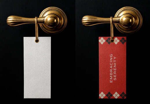Elegant Door Hanger Card Mockup Displayed Psd