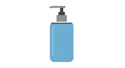 Dispenser with pump, light blue container on a white background.