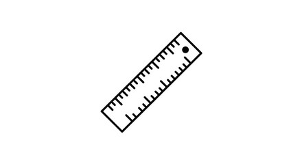 Ruler icon, black and white line drawing, simple tool illustration