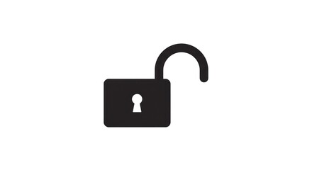Open padlock icon, security and safety concept, isolated on white