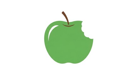 Bitten green apple on white background for healthy eating concept