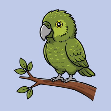 Cute Kakapo &mdash; Endemic Wildlife of New Zealand | Flat Vector Illustration
