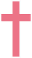 Obraz premium Pink Christian cross symbol on white background