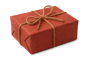 Obraz premium Red gift box wrapped with twine presenting a holiday surprise, celebration, or birthday present, transparent background