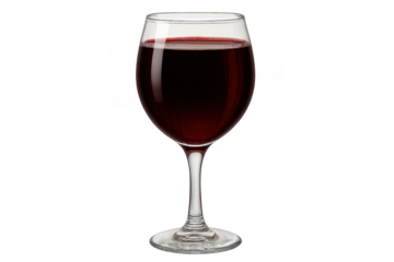 Red wine glass full of beverage, liquid alcohol for celebration, party, drinking, transparent background