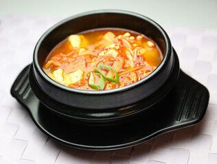 Spicy Korean Kimchi Jjigae Stew Hot Pot