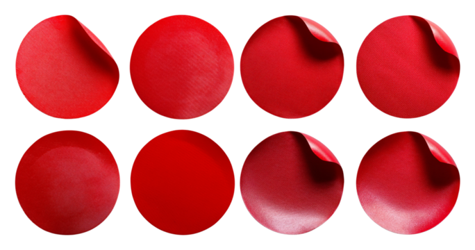 Eight Textured Red Fabric Samples for Backgrounds and Designs, isolated on transparent background - Powered by Adobe