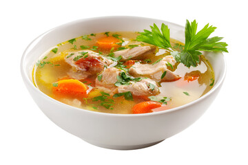 Delicious and hearty chicken noodle soup with fresh parsley garnish