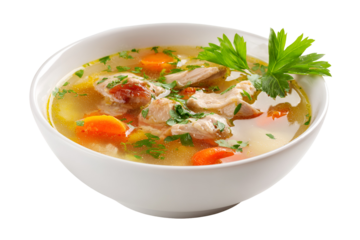 Delicious and hearty chicken noodle soup with fresh parsley garnish