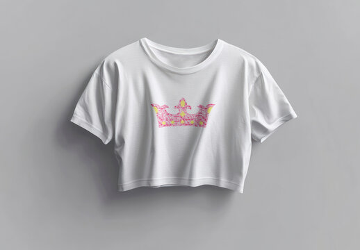 White Crop Top Mockup With Crown Psd