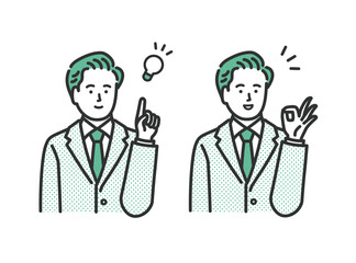 ビジネス 男性のひらめきアイコンイラストセット