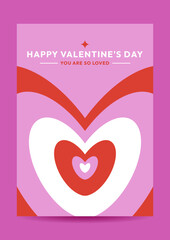Happy Valentine's Day Card with Concentric Hearts
