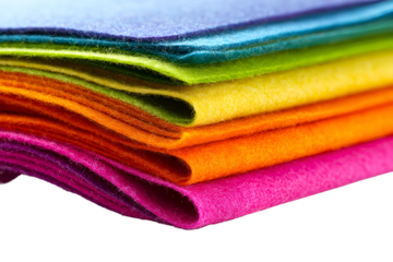 Vibrant rainbow stack of felt fabric sheets close up detail