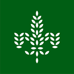 Fleur de lis logo in nature leaves icon illustration © buqancreative