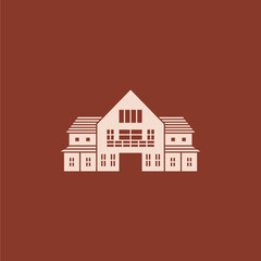 Vintage Rustic Farmhouse Logo with Classic Vibe. Luxury American Farmhouse Style Lineart Design