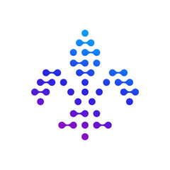 Fleur de lis logo in tech dots style