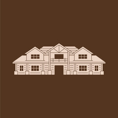 Luxury American Log Homes Logo Template. Classic Log Cabin Lineart Design