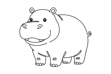 line drawing of cute pygmy hippopotamus