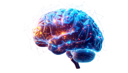  Artificial intelligence neural network isolated on transparent background