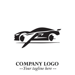 Car Running Fast Logo Symbol in Black on the White Background with Dynamic Speed Design