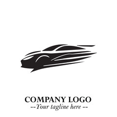 Car Running Fast Logo Symbol in Black on the White Background with Dynamic Speed Design