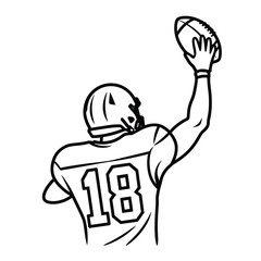 American football player number 18 throwing the ball illustration