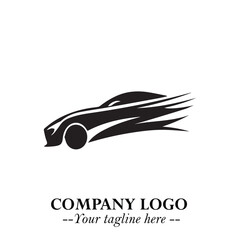 Car Running Fast Logo Symbol in Black on the White Background with Dynamic Speed Design