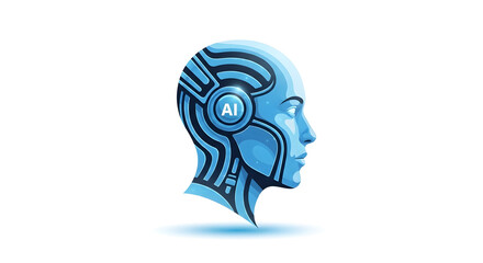 Obraz premium AI head concept- robotic brain and digital technology